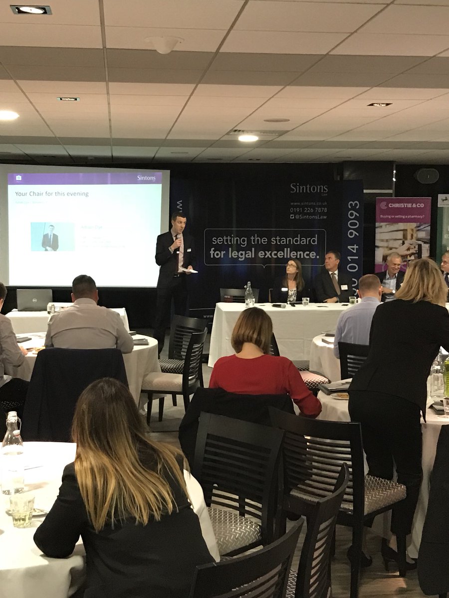 dvdpritchard's tweet photo. And we are underway with our Annual North East Pharmacy Sector Update 2018 with Peter Cattee and Christie & Co this evening @NUFC https://t.co/GSY1wCgJy3 @ChristieCoUK @LloydsBankNews @RMTaccountants #Pharmacy #PharmacyUpdate #Healthcare @Peter1Jennings @SintonsLaw https://t.co/e35q4lsBj2