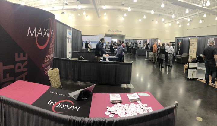 Maxient's tweet photo. After lunch exhibit hall rush at #MACUHO. Really great to see so many current Maxient users in Erie! https://t.co/CJQuWFE9Xs