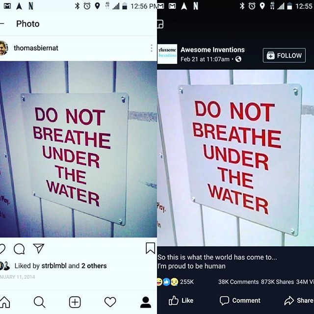 thomasbiernat's tweet image. Pretty sure #awesomeinventions stole my #photo for their #video 😉

#photography #funny #funnysigns #stolenphoto #donotbreathunderthewater #sign #pool #water #breathe 
ift.tt/2AsmV0p ift.tt/2PW9TgQ
