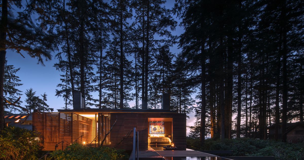 olsonkundig's tweet image. "The site is so beautiful, you can’t believe it: When you look up into the sky, you see the trees going up and the sky, looking out to the ocean, every direction in the woods." Read more about Jim Olson's Tofino Beach House project on @seattletimes: buff.ly/2Rg6s58