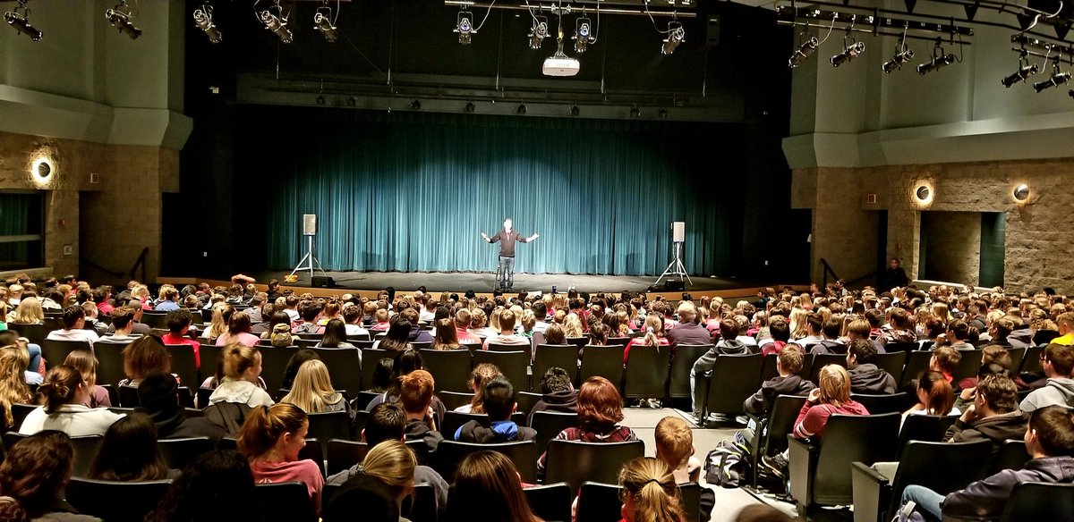BransonPirates's tweet photo. "It's the difference that makes the difference."  Speaker Bill Cordes working with BHS students this morning.   #WeAreBranson https://t.co/pXuWYkDN4r