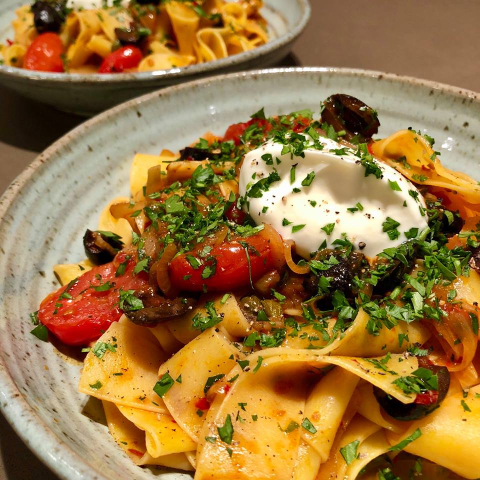 gbchefs's tweet photo. For #WorldPastaDay thought we'd share some great versions of @ottolenghi's Pappardelle with rose harissa, black olives and capers from #SIMPLE  from our #GBCCookbookClub members @TacoJackal @sophiers50 @alwaysmakethyme 🍝 Find out how you can join here 👉https://t.co/9ipH31ltL5 https://t.co/hdjQyExTiz