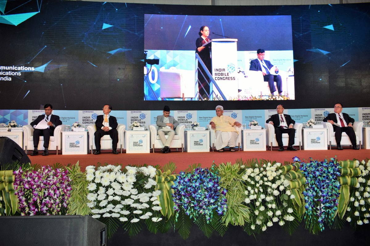DoT_India's tweet photo. Shri @manojsinhabjp ,Hon'ble MOSC(I/C) chaired the ASEAN &amp; BIMSTEC conclave held during #IMC2018 at Aerocity. New Delhi today. His counterparts from Cambodia, Lao PDR, Myanmar,Nepal, Secretary General BIMSTEC and Secretary, East, MEA were also present. https://t.co/xjUyGMmphU