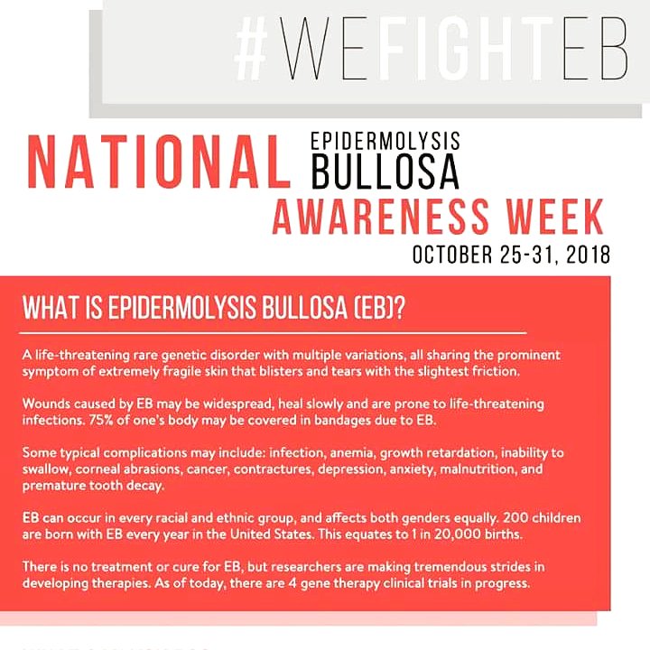 Today is the first day of EB week, its a cause that is near and dear to me. I have been a advocate since 2013, if you have any questions message me. #EB #EBawareness #EBawarenessweek #cureeb #EBadvocate #askmeabouteb #butterflychildren #wefighteb #1in20000 #raredisease #dEBra