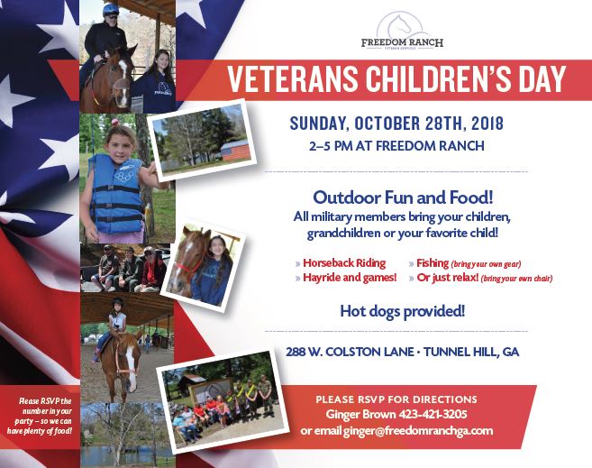 DSCStudentLife's tweet image. If you or someone in your family is a military member, you should checkout the Veterans Children's Day at Freedom Ranch on Sunday, October 28, 2018. Make sure to RSVP to get additional information.