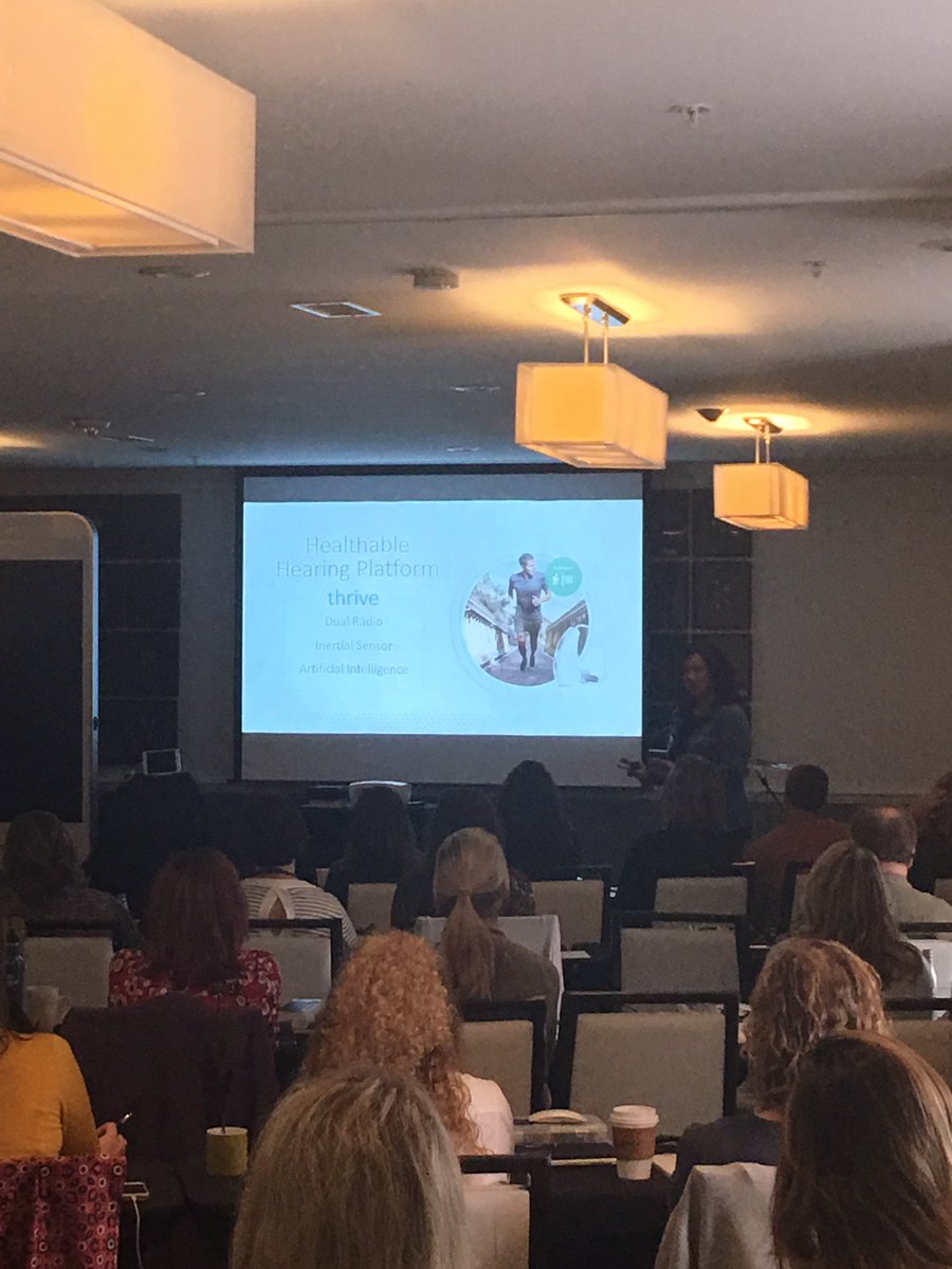 APHogg's tweet photo. @SaraBurdak presenting the Livio AI to our government audiologists. They will now be able to fit The Most Advanced Hearing Aid in the World on our country’s veterans starting on November 1st! #starkeysummit #LivioAI #StarkeyGov https://t.co/PZq6vpurHe