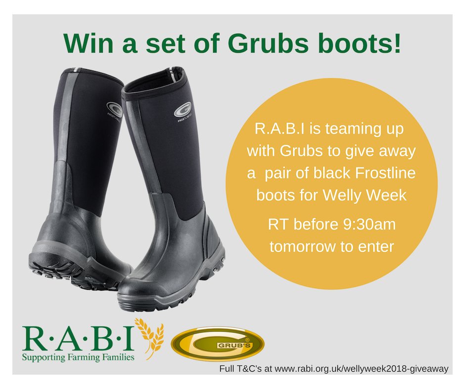 Today's #WellyWeek2018 <a href="/GrubsBoots/">Grub's® Boots</a> giveaway is a pair of Frostline boots! Retweet for a chance to win