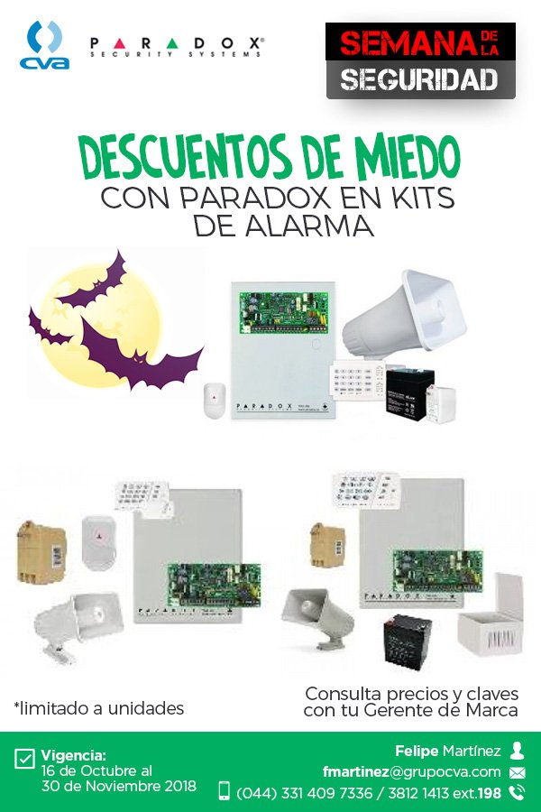 GrupoCVA1's tweet image. ¡Los mejores descuentos en alarmas sólo con #ParadoxSecuritySystems 
🏷️🙋‍♂️😎🚨
#SemanaSeguridad
#SóloEnCVA