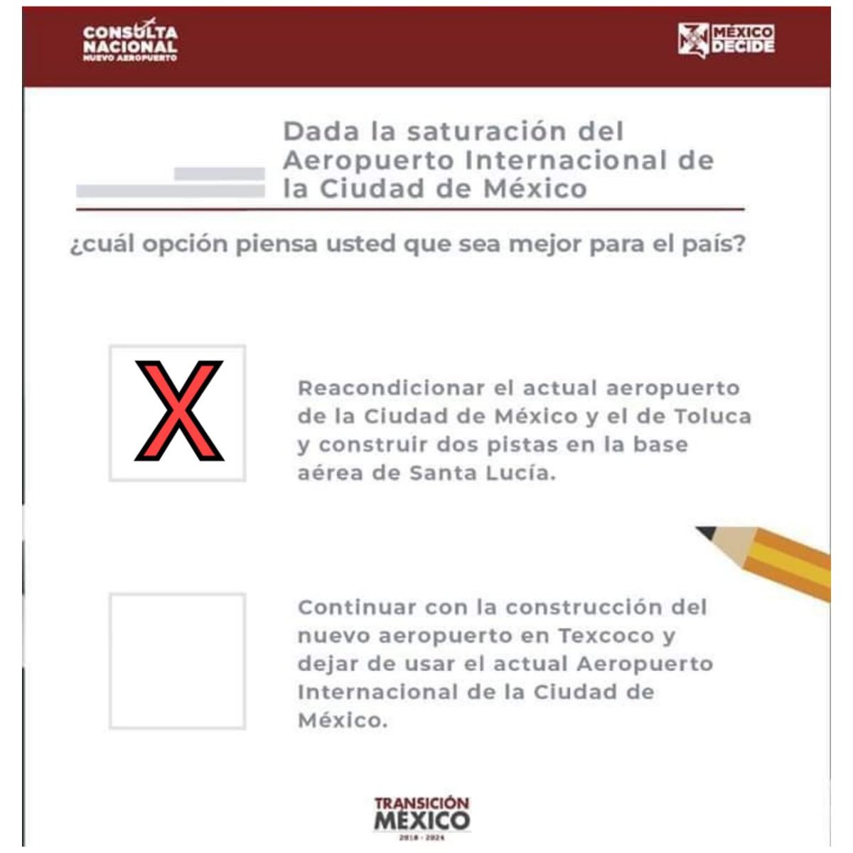 lety_flota's tweet photo. Manipulacion de la encuesta sobre el AICM por parte de Morena, esto lo estan enviando via watsap al publico en general. En Tabasco https://t.co/3BZt281VE7