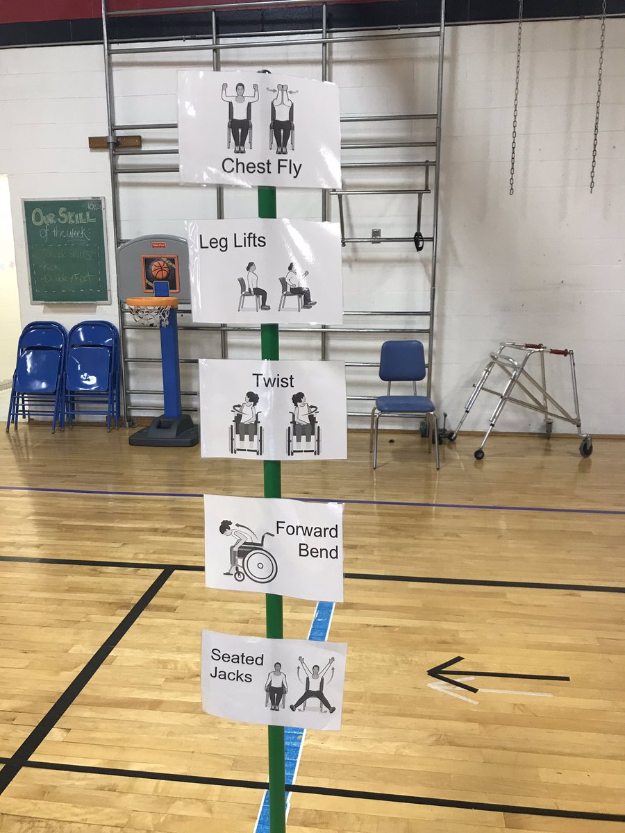 FCPSAdaptedPE's tweet photo. Great use of visuals by @RockCreekFCPSPE! The students are following visuals at all skill stations and working on vocabulary skills in PE! #kicking #fcpspe #pevisuals #boardmakerimages https://t.co/p17Beeci1c