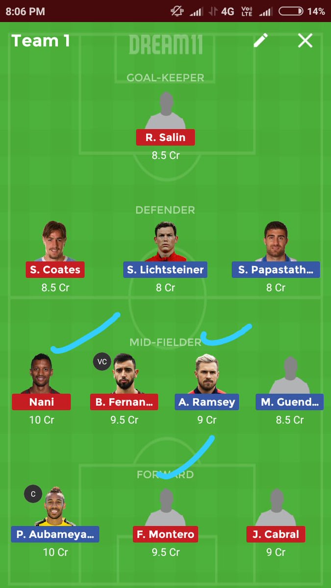 FantacyGuru's tweet photo. dream11 team # ARS 🆚 LIS @investment low https://t.co/0wfYe4XRxn