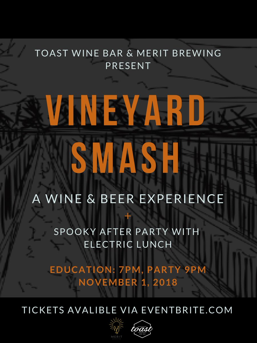 We're saving our Halloween partying until Nov. 1 with our pals <a href="/toasthamont/">Toast Wine Bar</a>! We'll be celebrating the beautiful and converging worlds of wine + beer with a kick ass party! 
More details at: meritbrewing.ca/vineyard-smash/!