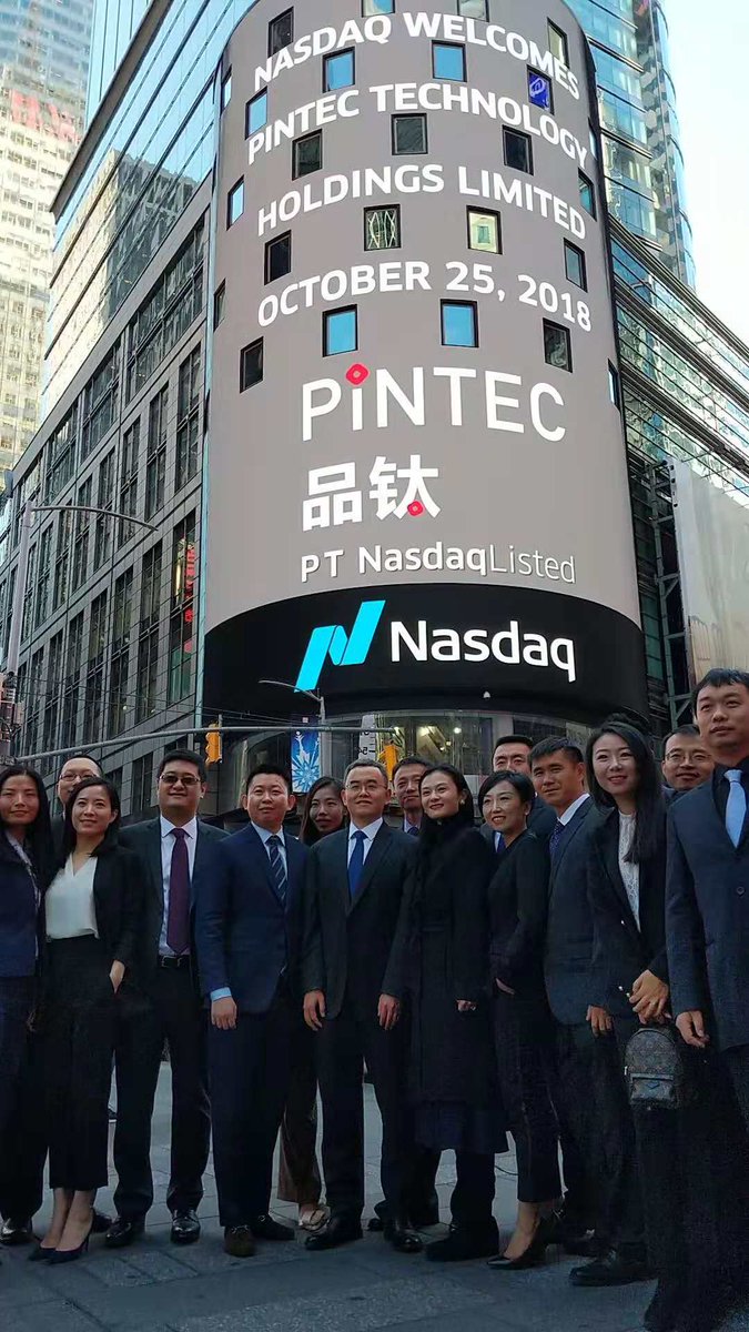 pintecgroup's tweet photo. The whole PINTEC team is so excited to be here at the Nasdaq MarketSite in Times Square for listing day, can you tell? $PT #China #fintech #IPO #PTIPO https://t.co/5URaHBeExq