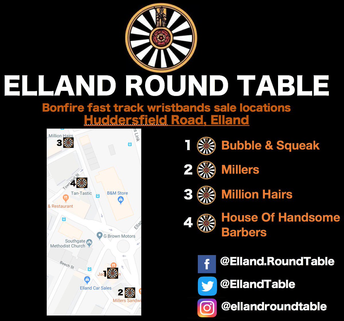 EllandTable's tweet photo. Have you got your fast track wristbands for #EllandBonfire2018
#BubbleandSqueek
#MillersOfElland
#MillionHair
#HouseOfHandsomeBarbers https://t.co/akGkoJxZDN
