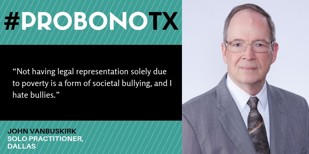 statebaroftexas's tweet photo. Solo practitioner John C. VanBuskirk talks about his #probono work with @DVAPprobono and while in law school at @untdallaslaw https://t.co/5TEEf1mH8h #NationalProBonoWeek #probonoTX https://t.co/AizBdpOpNF