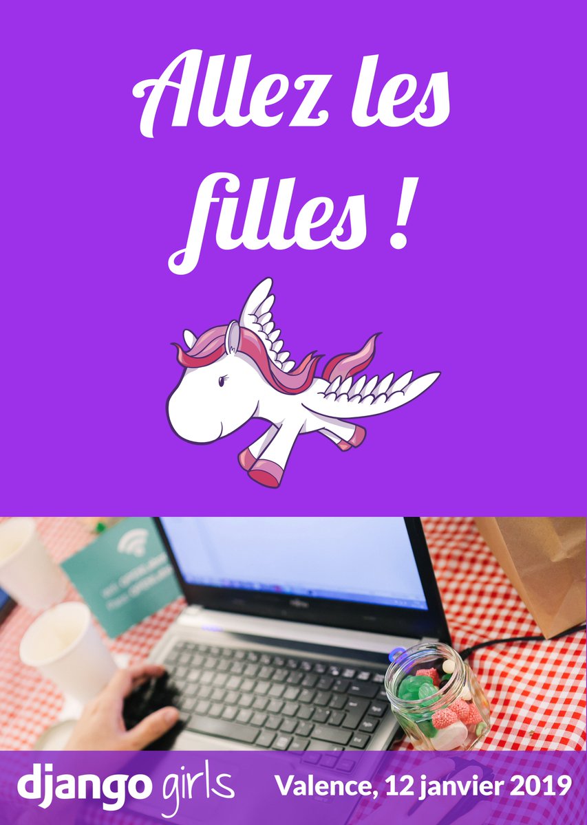 DjangoGirlsFr26's tweet photo. Venez apprendre gratuitement à créer un site web samedi 12 janvier 2019 à Valence (26) au @CampusAlps. Ouverture des inscriptions prochainement. Follow &amp; RT ! #djangogirls #django 🌈🦄 https://t.co/2txenIfQrt