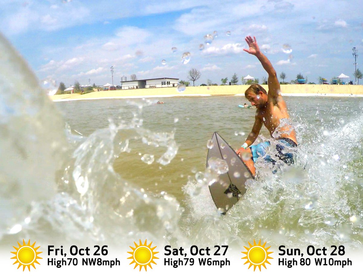 We interrupt our regularly scheduled #Halloween programming to inform you that the forecast says sunny skies and temps in the 70s and 80s this weekend! Book your waves before we close for the season (Nov. 11th) ---> bit.ly/2tHD4NH