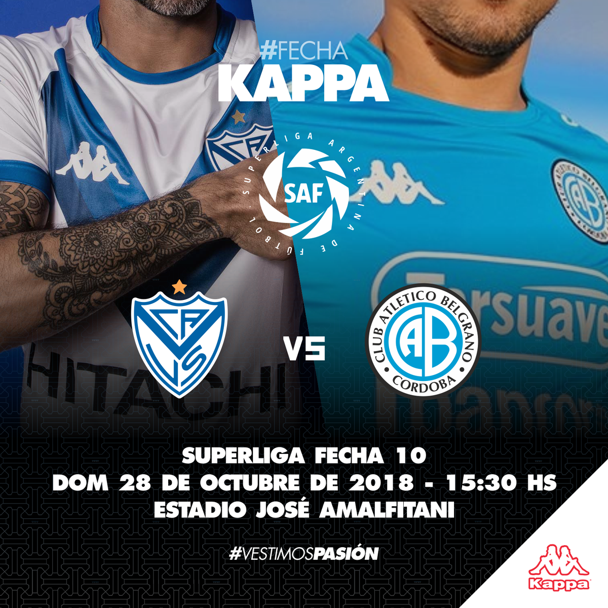 Kappa_Argentina's tweet photo. #BuenJueves hinchas de @Velez y @Belgrano ! El domingo se juega la #FechaKappa, y sorteamos la camiseta del equipo que gane! Para participar tenes que seguirnos, y compartir esta publicación. Si además siguen a kappasport_ar en Instagram y mencionan 3 amigos, tienen doble chance! https://t.co/BUf5g8YULm