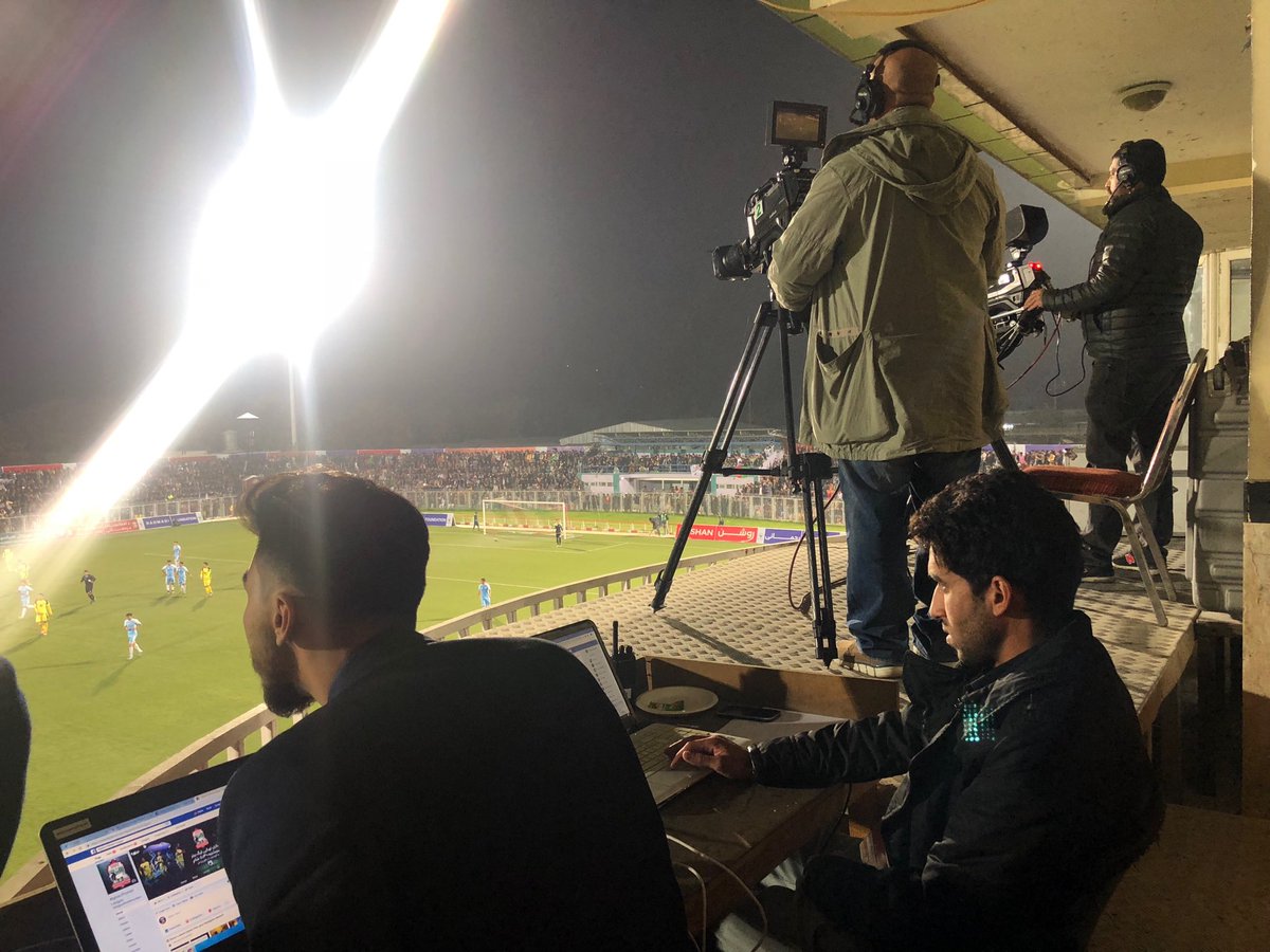 Our crew working hard. Football finals; Kabul ⁦@AfPremierLeague⁩ ⁦@TOLO_TV⁩ ⁦@lemartelevision⁩