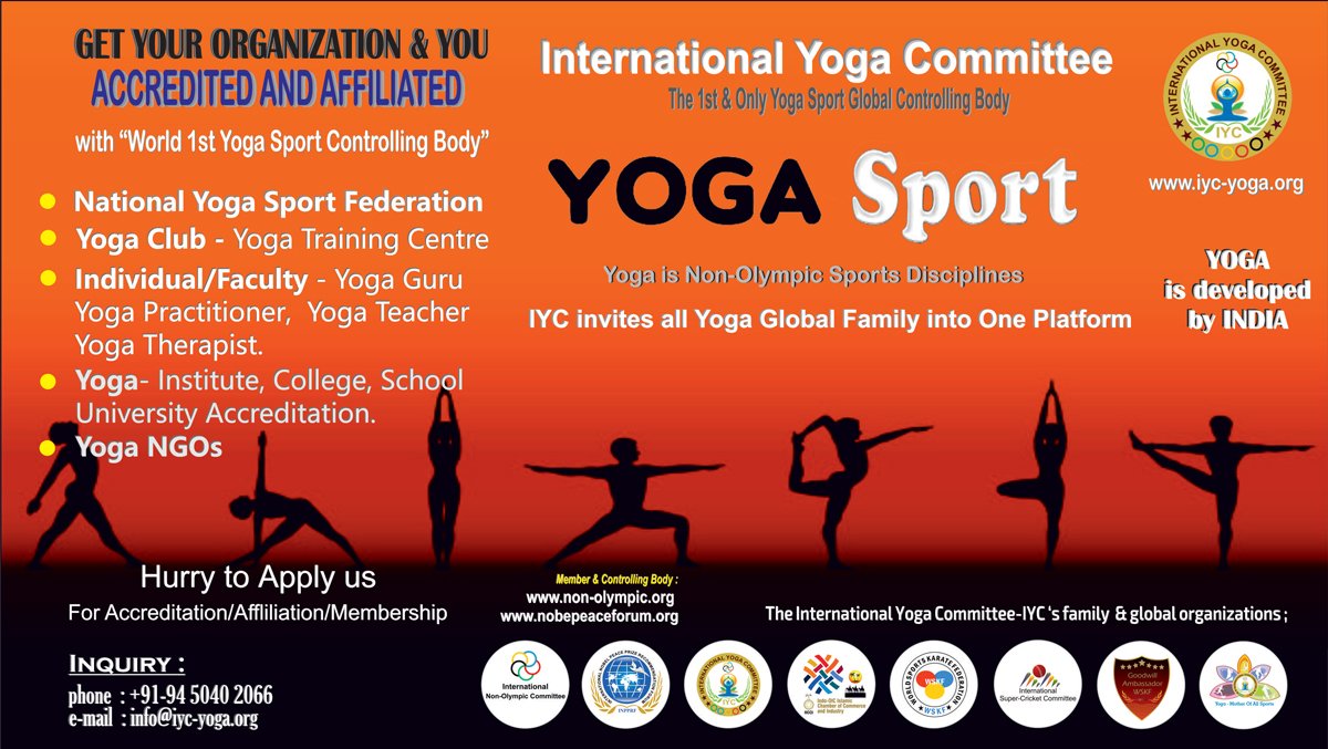 yogacommittee's tweet photo. Globally Open - Affiliation/Accreditation &amp; Membership from International Yoga Committee-IYC For - National Yoga Sport Federation, Yoga Club-Yoga Training Centre,Individual/Faculty-Yoga Guru-Yoga Teacher, Yoga-Institute-College-School-University Accreditation, and 5-Yoga NGOs !! https://t.co/L6PFCTDp52