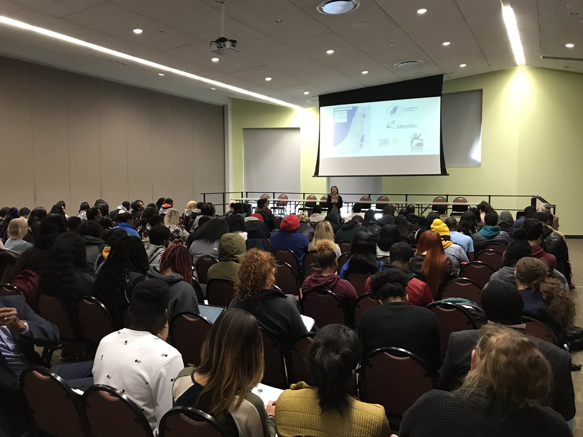 DEforPalestine's tweet photo. At Delaware State with the Directors of @ChurchesforMEP, @holylandtrust, and HaMoked discussing human rights issues in Israel and Palestine with global studies students! #p2p #HumanRights https://t.co/2gZdeerkKh