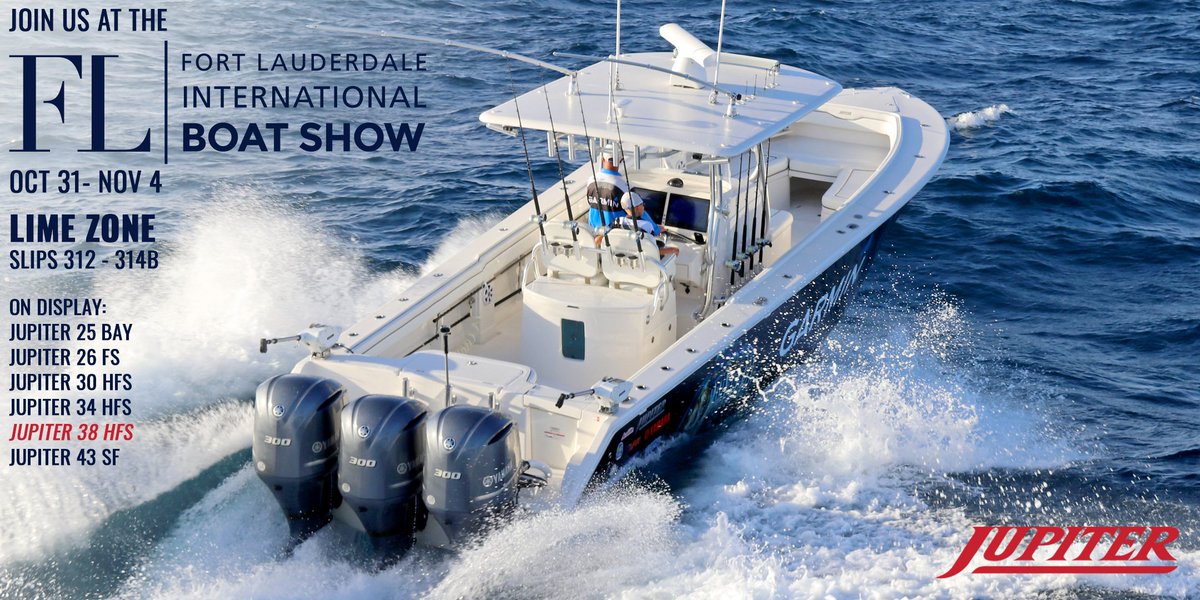 JupiterMarine's tweet image. READY TO TAKE HOME THE ULTIMATE TROPHY FROM FLIBS?! Join us and step aboard the NEW BATTLE READY 2019 Jupiter 38 TE, rigged with twin 425 Yamaha Outboards, custom livewells, transom dive door and more! This is one you definitely don&apos;t want to miss!

#FLIBS2018 #StepAboardaJupiter