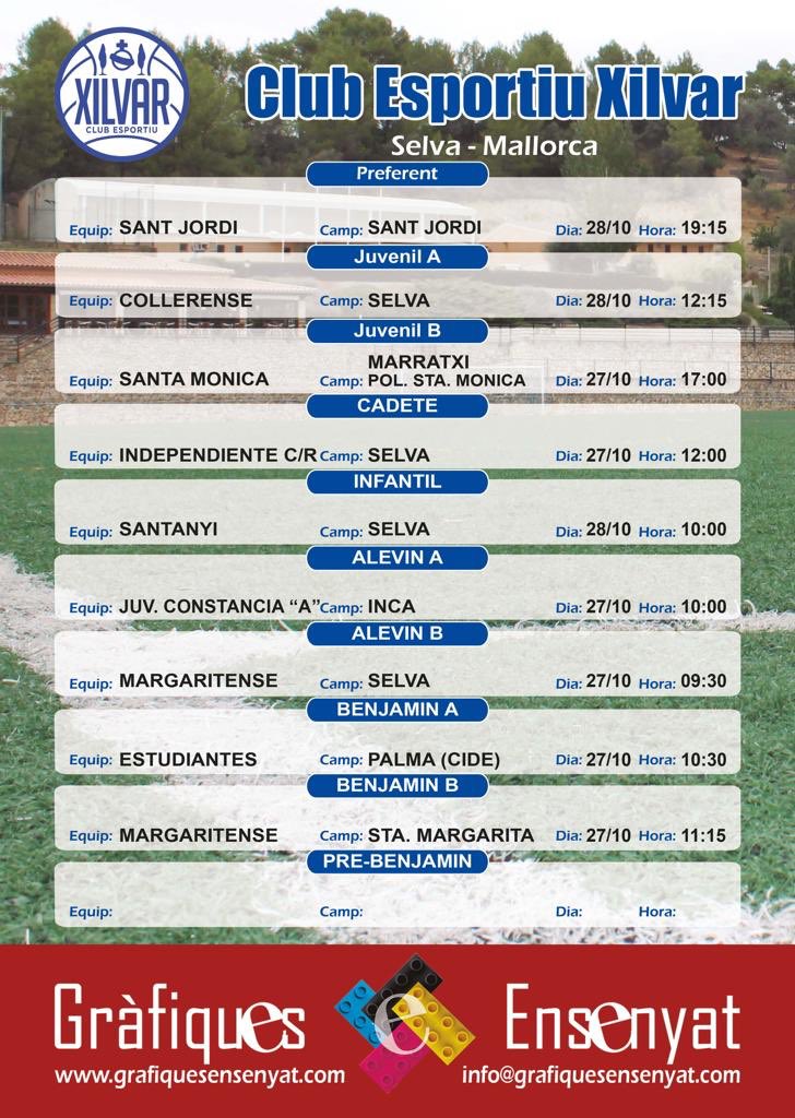 Partits del cap de setmana del <a href="/CE_Xilvar/">Club Esportiu Xilvar</a>