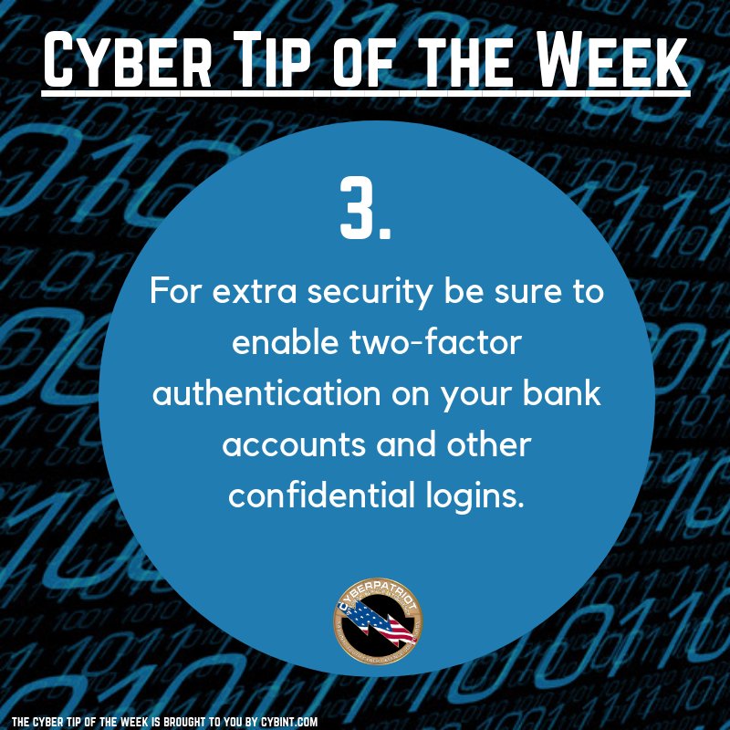 KeenanSkelly's tweet photo. Do you have two-factor authentication on your confidential log ins? #CyberTipofTheWeek https://t.co/uLdyInYf7Q
