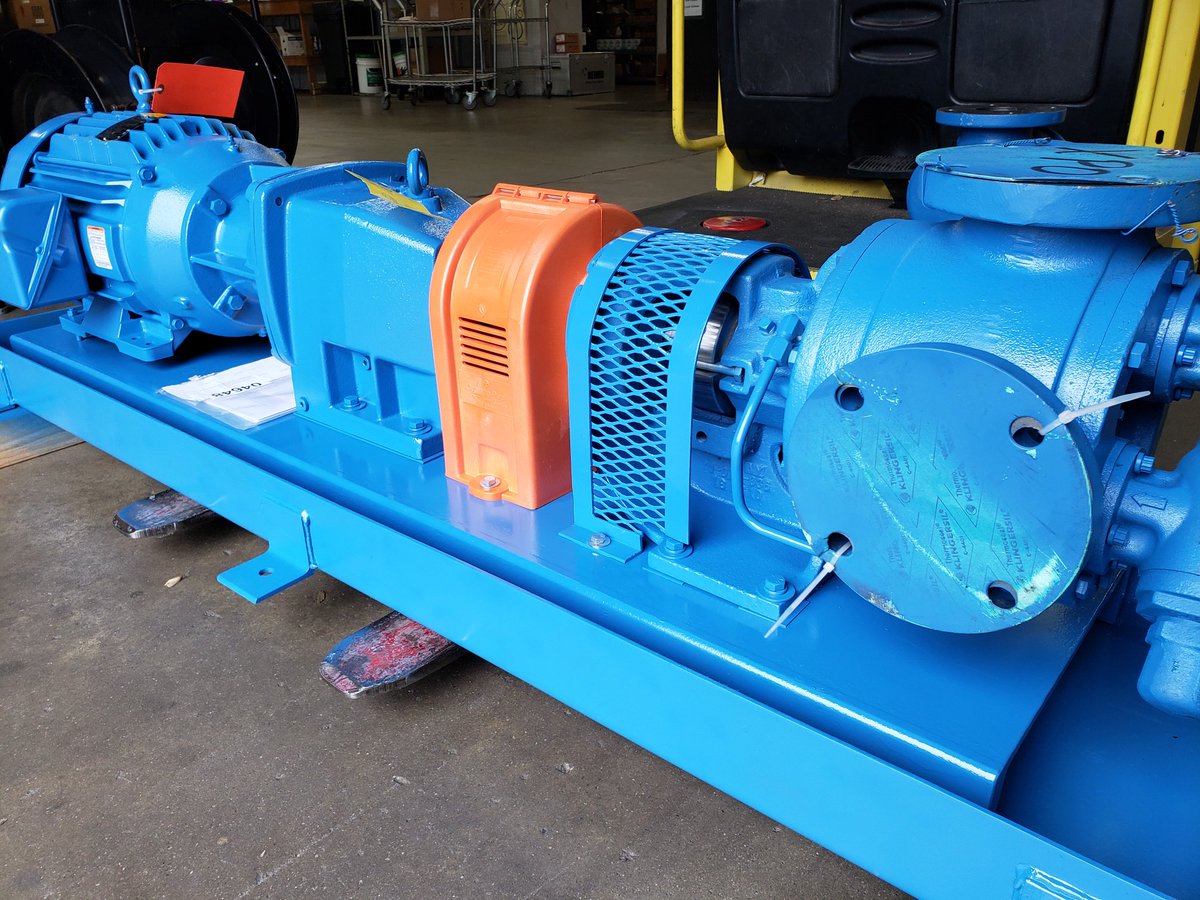 CumminsWagner1's tweet image. Another @VikingPumpInc pump package going to a customer! Viking LS4124A with a PS II cartridge seal, seal guard, Nord gear reducer, Baldor motor, and custom drip pan containment base. Assembled and fabricated in our Annapolis Junction, MD Shop. #vikingpump #pumps