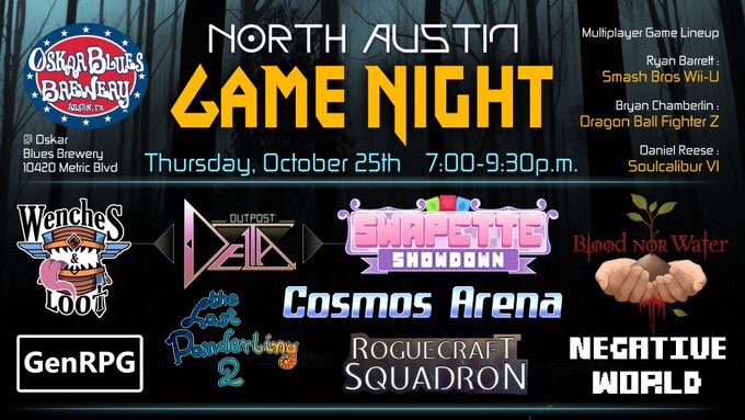 MissingSentinel's tweet photo. #RogueCraftSquadron will be demoing at #NorthAustinGameNight at @oskarblues brewery.
Come on down and play some games! Details here —> https://t.co/8Lnp8Mo60g https://t.co/KYEprGBrPd