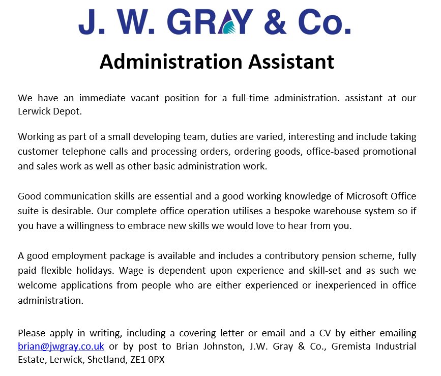 JWGPLC's tweet image. We have an interesting opening within our admin team, please feel free to share and tag...