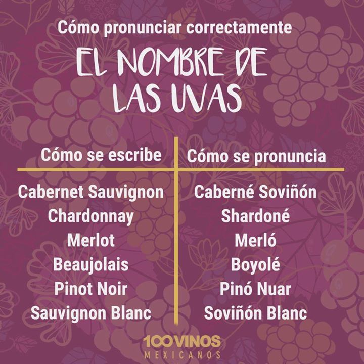 100VinosMex's tweet photo. ¡Amig@s! Así se pronuncia el nombre de las uvas 🍇🍷🧐 https://t.co/Xxd1f9tqcZ
