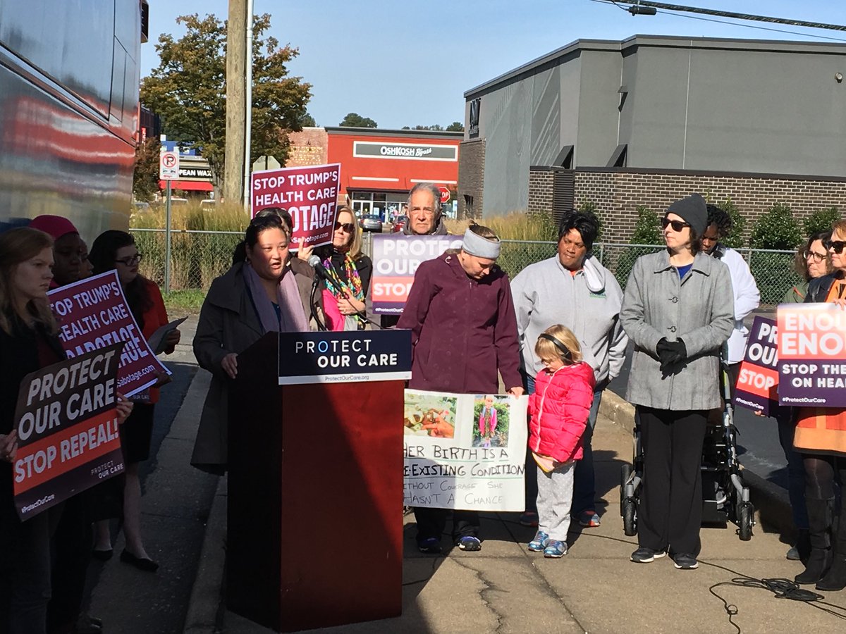 lpackard's tweet photo. In Richmond holding @DaveBratVA7th accountable for his votes to take away our care. https://t.co/ysxPk2fj7W