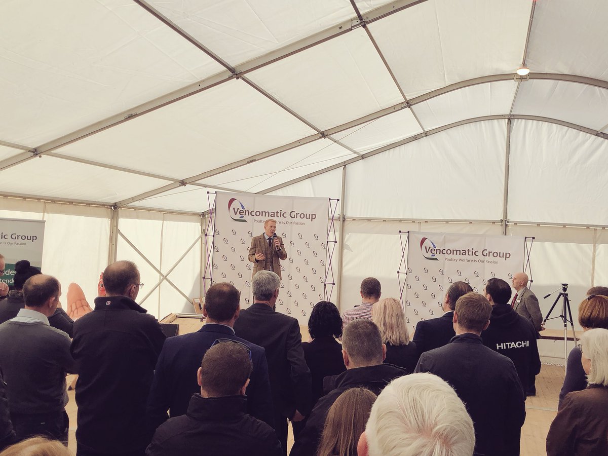 farmerdan53's tweet photo. Fantastic opening day of the new Northern Poultry Campus Vencomatic site introduced by its founder and Adam Henson. A pioneering example demonstrating high welfare for future commercial egg production at Sally Farm, Helperby - some very high spec kit on display! https://t.co/ownm33L1Vd