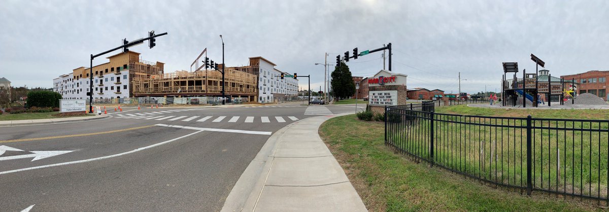 A picture of progress from the corner of Clinchfield and Press St in #downtownkingsport! The playground on one side and Town Park Lofts on the other...we love how there is always something new to see downtown!