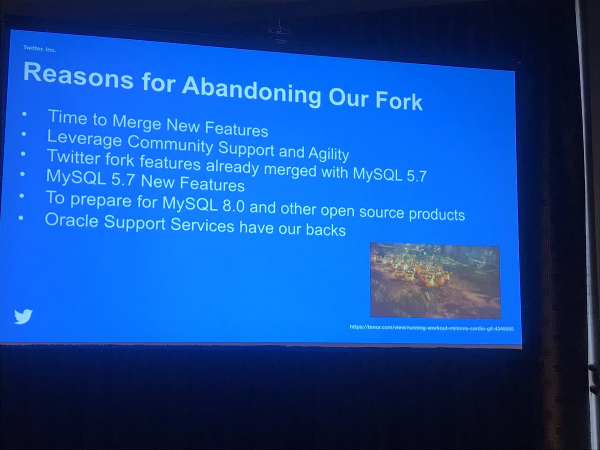 List of reasons why @twitter abandoned their own @MySQL fork for @MySQL Community Edition #vanilla #oow18 #CodeOne