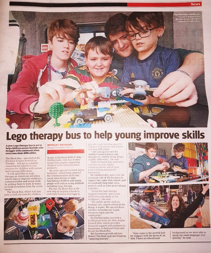 roboooc's tweet photo. Great result for media coverage today with @EveningNews & @EDP24 running full page features on Alpha Inclusion and Amy Eleftheriades, beneficiary of funding support from @AngliaHub and its brand new #BlockBus. Thanks to @EDPBethany for coming to #NorwichScienceFestival see us https://t.co/fpH77kiOoZ