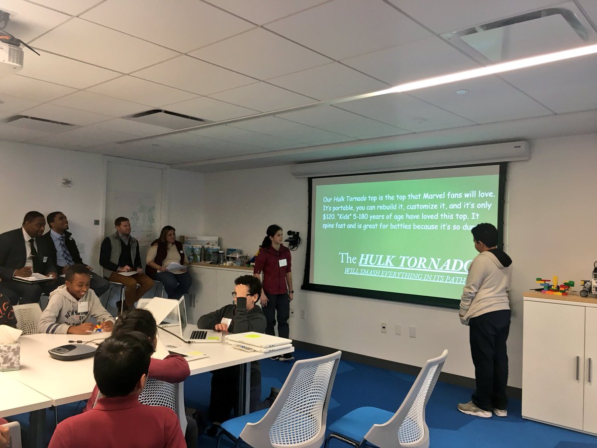 EdVestors's tweet photo. The time has come! Students present their spinning tops to a panel of judges #MassSTEMWeek #zeroinonmath https://t.co/36P2ydIACC