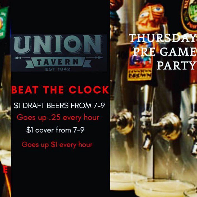 UnionTavernPK's tweet photo. Beat the clock THURSDAYS!! Come pre game with us!! Great deals, great prices!! #poughkeepsie #ny #beattheclock https://t.co/K17ofzNzaH