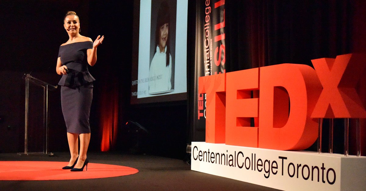 CentennialEDU's tweet photo. Growing up with her parents on a horse farm, @MelissaGrelo’s father once told her, “the son of a fish must learn how to swim,” ingraining the importance of hard work in her from a young age. #Resilience #TEDxCCTO @TEDxCCTO https://t.co/0oC6eSejWj