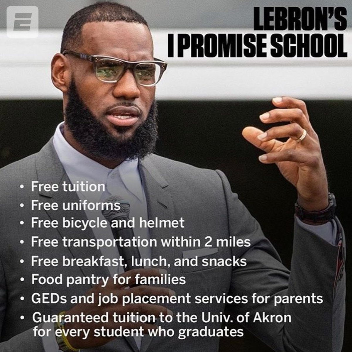 SportsCenter's tweet image. LeBron James received the Offseason NBA Cares Community Assist Award for opening up the I PROMISE school this past summer.

Here's how @KingJames' school has impacted the Akron, Ohio community:
