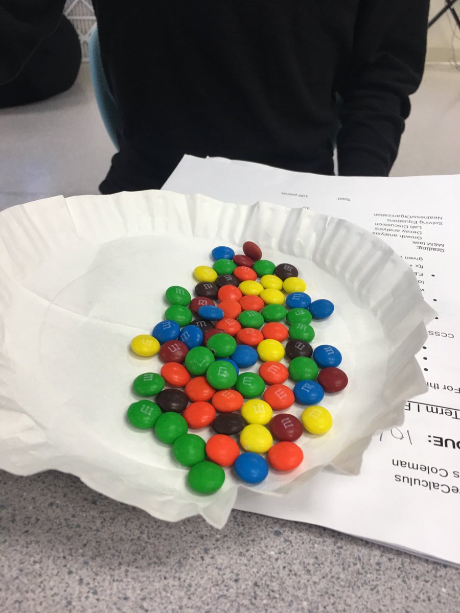 Algebra_allday's tweet image. Modeling with math . Exponential growth using M&amp;amp;Ms #lumathmethods #mtbos #mathteacher