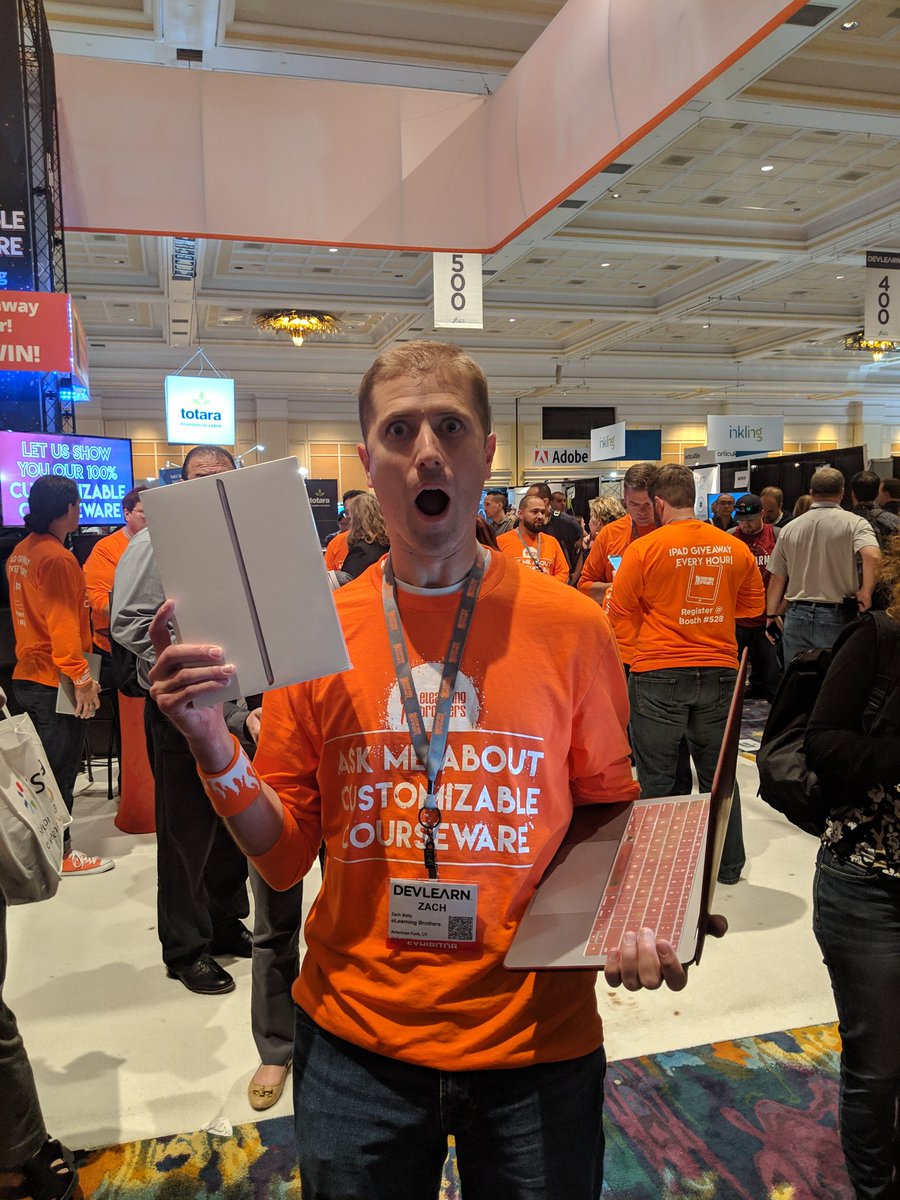 ELBlearning's tweet photo. This is Zach's excited face. Soon, you could be this excited too. It's time for today's first iPad giveaway! #devlearn #booth528 #rockstarstage https://t.co/LtNqCKhggO