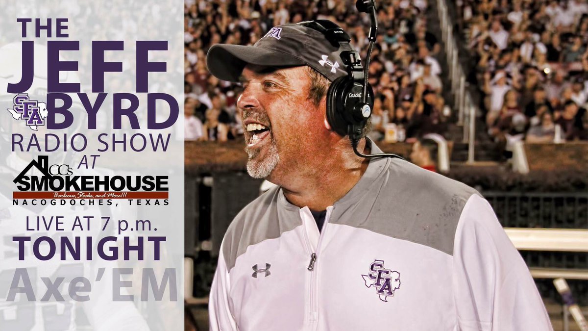 The Jeff Byrd Radio Show 🎙 continues at CC’s Smokehouse tonight! 

⌚️ 7 p.m. 

#AxeEm