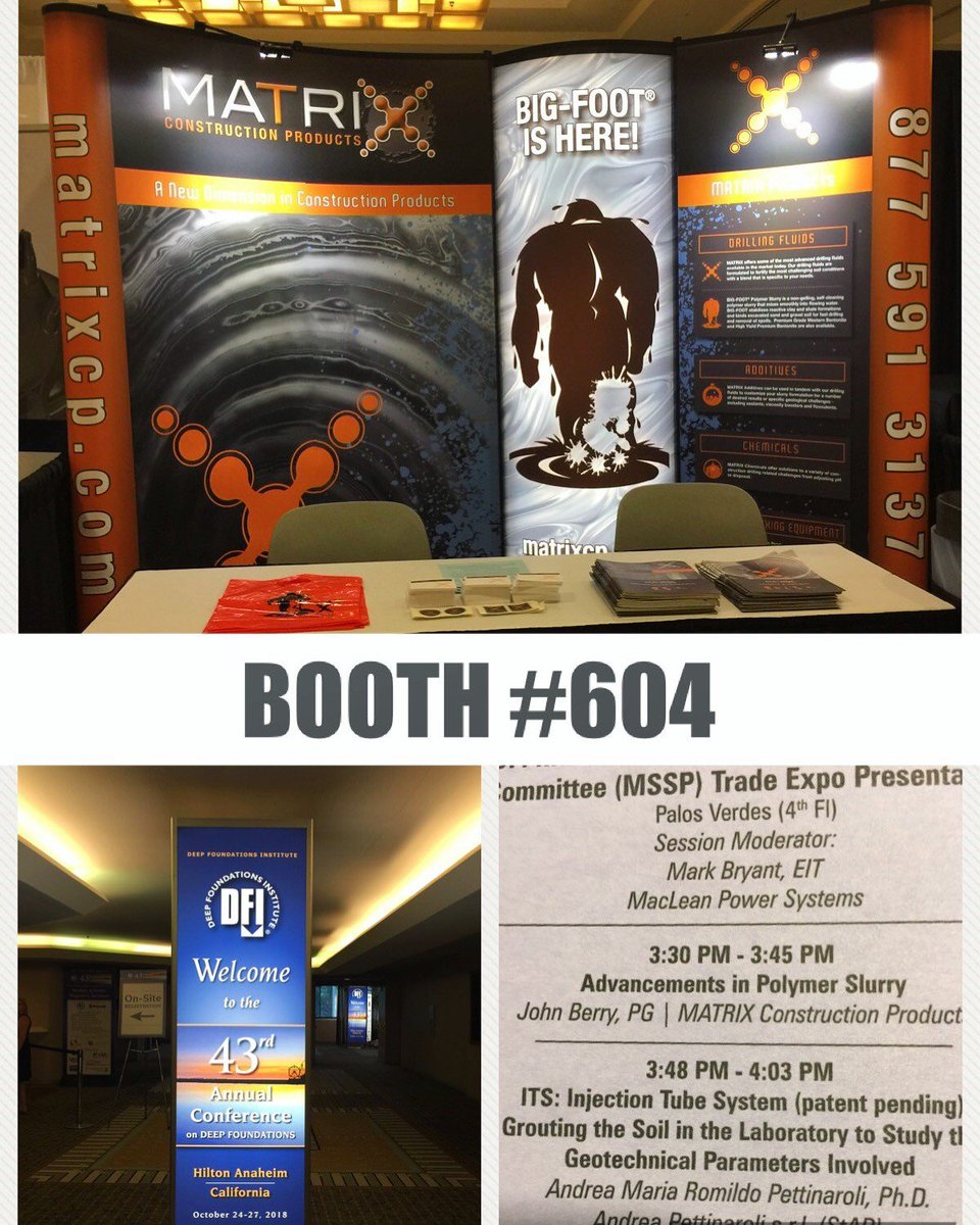 We’re here at DFI’s 43rd Annual Conference. Stop by Booth #604  and see what the MATRIX team can do for you! Our COO, John Berry, will  also be presenting on Advancements in Polymer Slurry today at 3:30pm  PST. #DFI43 #DeepFoundations