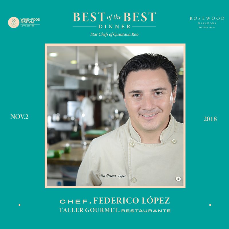 EL Chef Federico López cocinará junto a otros 4 chefs de #QuintanaRoo que son considerados algunos de los Best of the Best de la región. Juntos prepararán un menú de 5 tiempos con maridaje en <a href="/RWMayakoba/">Rosewood Mayakoba</a>. 
 
Últimos Boletos en: wineandfoodfest.com/producto/best-…