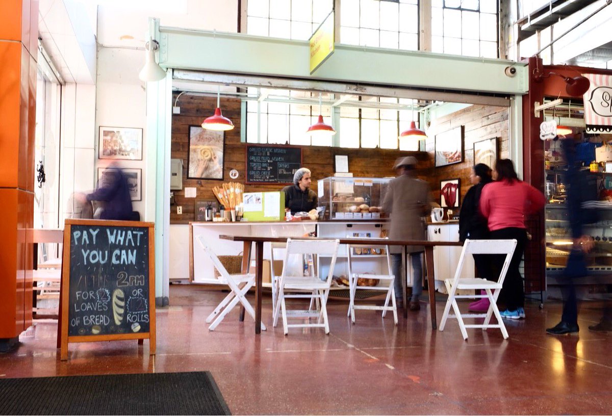 HotBreadKitchen's tweet photo. Every afternoon at 2pm, Hot Bread Kitchen Almacen offers Pay-What-You-Can (PWYC) pricing, allowing community members of all backgrounds to enjoy fresh bread. We’d like to say thank you to our friends at @kingarthurflour who make PWYC possible. Thank you! #bakedforgood https://t.co/LtVGE6IQqH