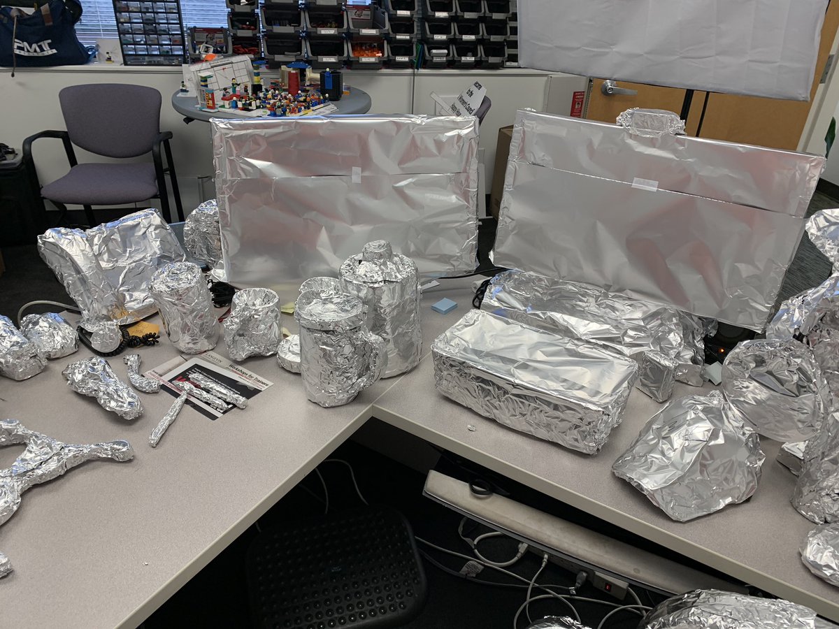 LukeJordanEAVI's tweet photo. It’s @madsoundguy birthday, so I decided to wrap his presents, as well as the rest of his desk! Happy birthday buddy! #AVtweeps https://t.co/BhYSEFGeek
