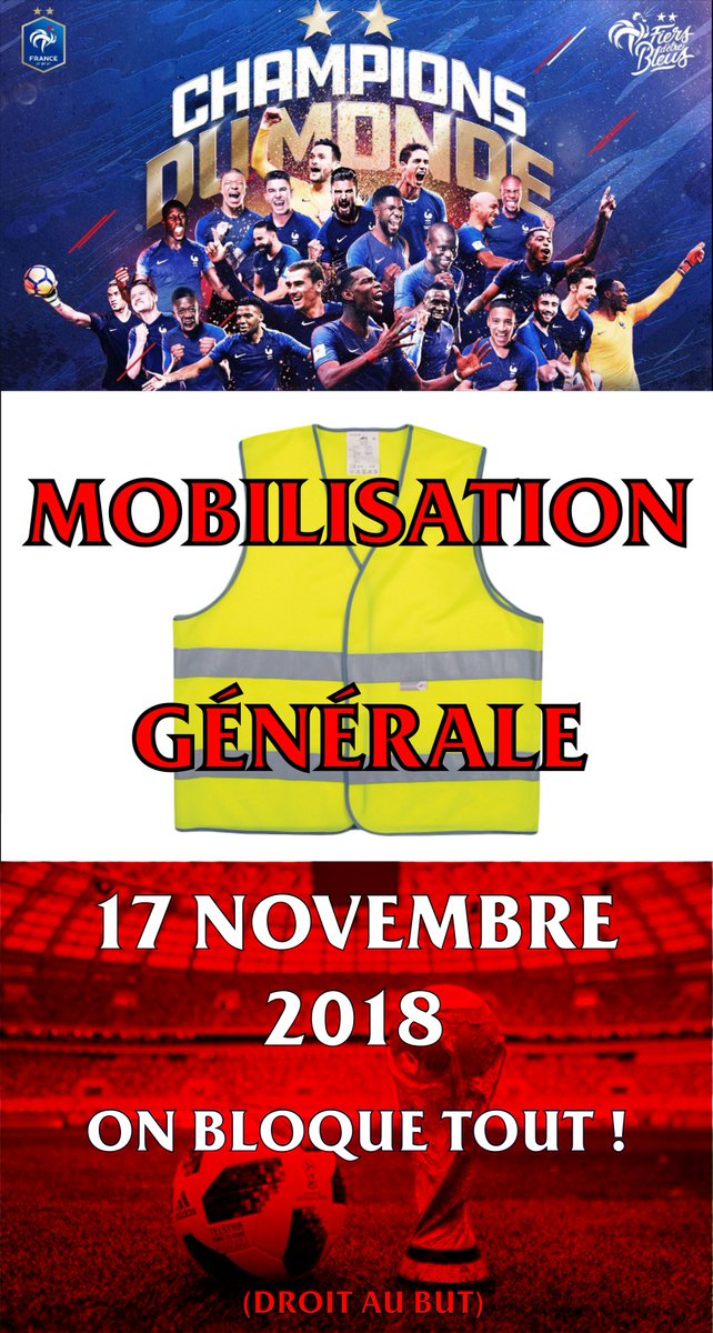 Voilà, comme ça certains se bougeront peut être plus le cul ! 😜#BlocageNationalCarburant #17Novembre2018 #giletjaune #Championdumonde  #BloquonsTout #DroitAuBut