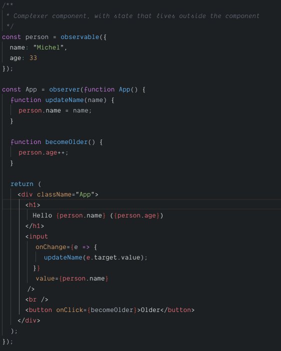mweststrate's tweet image. Ok, @reactjs hooks are really killing it. Re-implemented the mobx-react bindings in 16 LOC with hooks: codesandbox.io/s/k2vmjpqvnv #ReactConf2018. So. Much. Cleaner. Can hardly express how much messy stuff this fixes... 👏👏🏅🏅👌👌💸💸🧙🧙